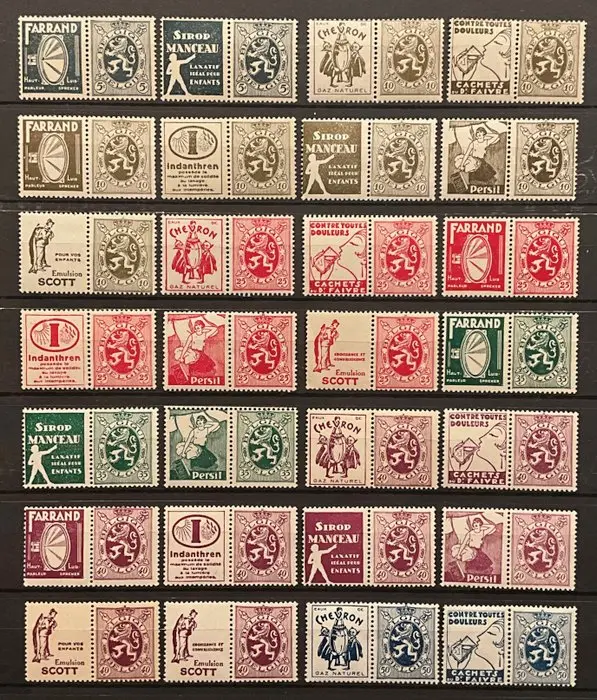 Belgium 1929/1932 - Complete set of 54 promotional stamps...