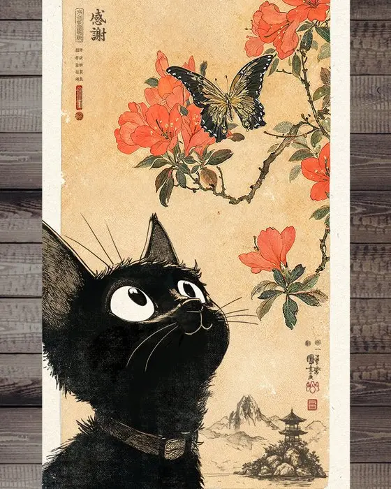 Kodo88 - Jiji and the Butterfly 花の季節にジジ - Limited Edition (7/10) – Hand Signed