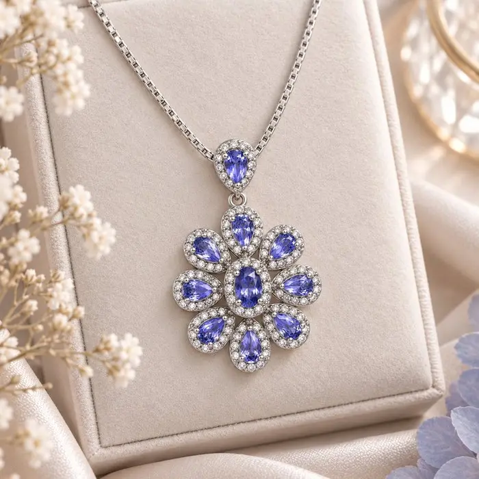 No reserve price - Necklace Gold-plated Tanzanite - Topaz - 18K Gold Plated
