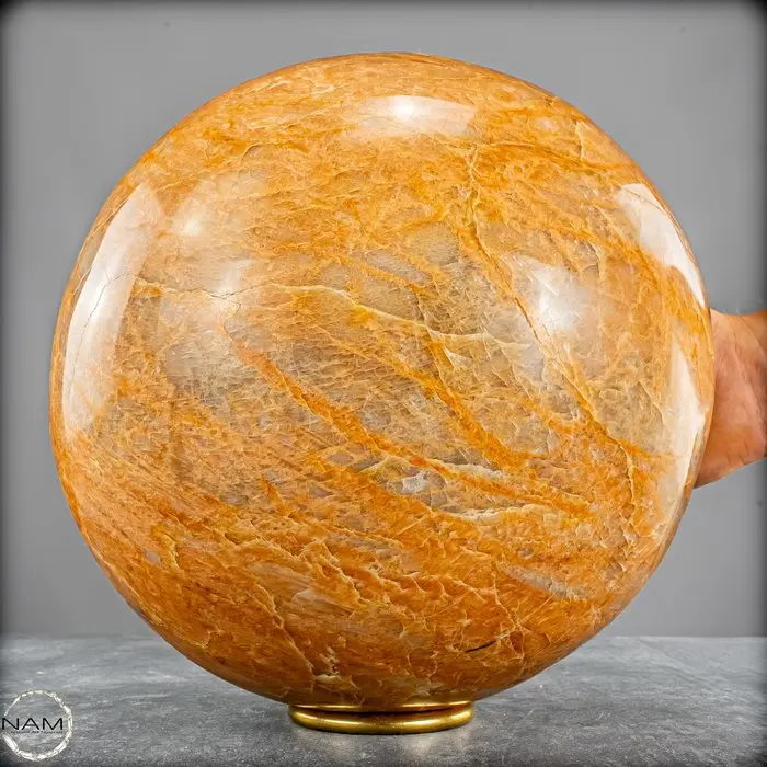 Peach Moonstone Sphere – warm color palette and natural...