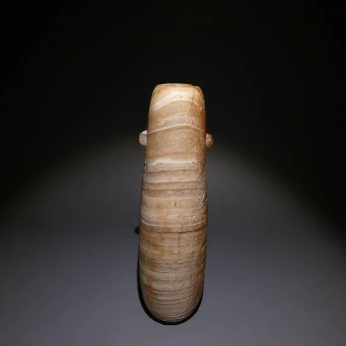 Ancient Egyptian Alabaster Alabastron. 17,5 cm H. Ptolemaic Period, 323 - 30 BC
