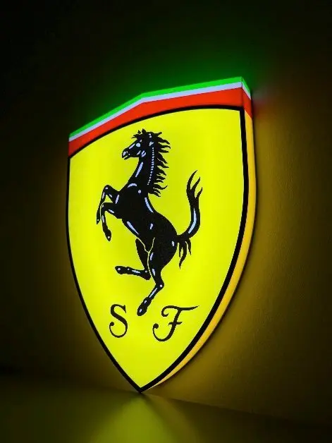 3DBOSS - Insegna luminosa Ferrari scudetto - 3DBOSS - Insegna pubblicitaria retroilluminata - Plastica