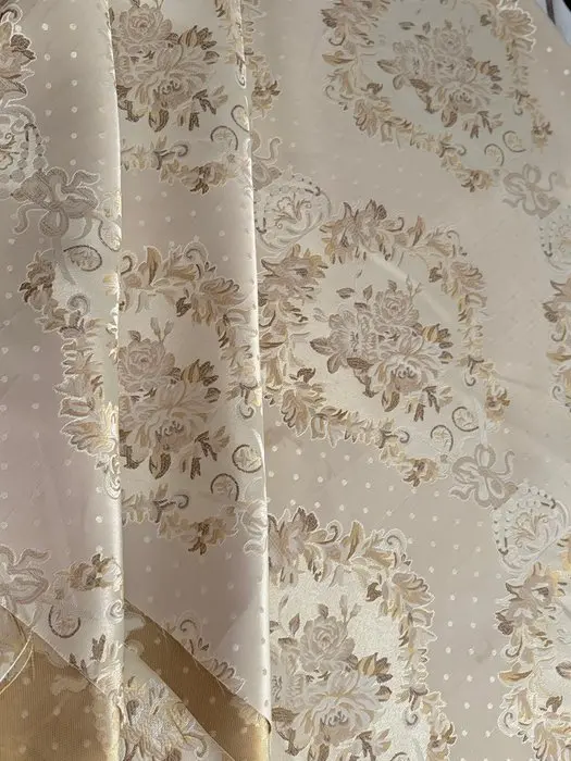San Leucio damask fabric in cornflower powder champagne...