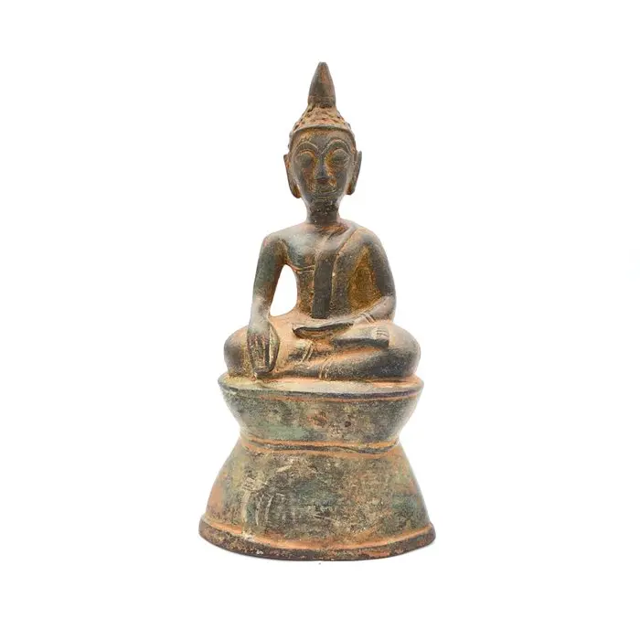 Ancient Indochinese Bronze Sitting Buddha Bead Travelling Talisman - 199 mm