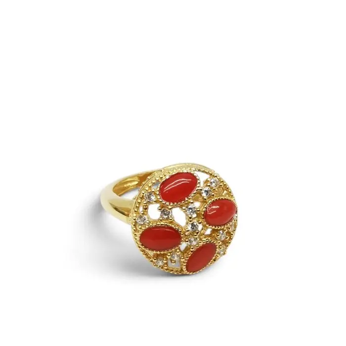 Coral - Sterling Silver 925 - Ring - Italian Craftsmanship