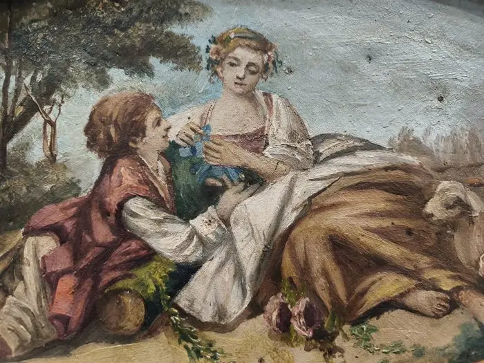 Escuela Frances (XIX) - Cortejo en el Campo