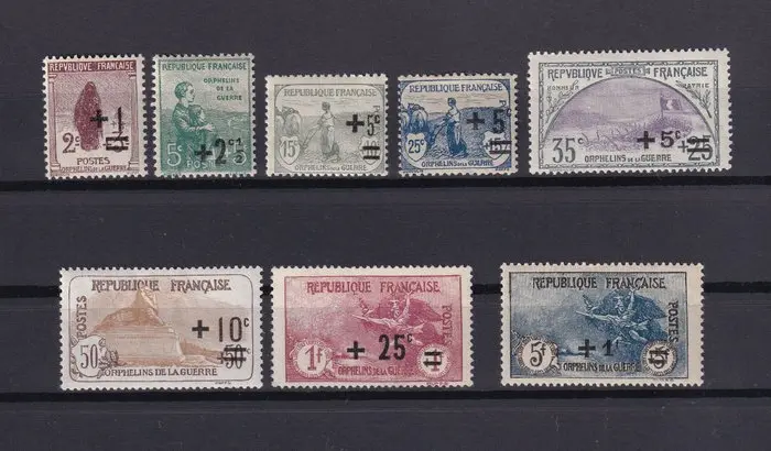 France 1922 - Overburdened war orphan - Yvert n°162/169