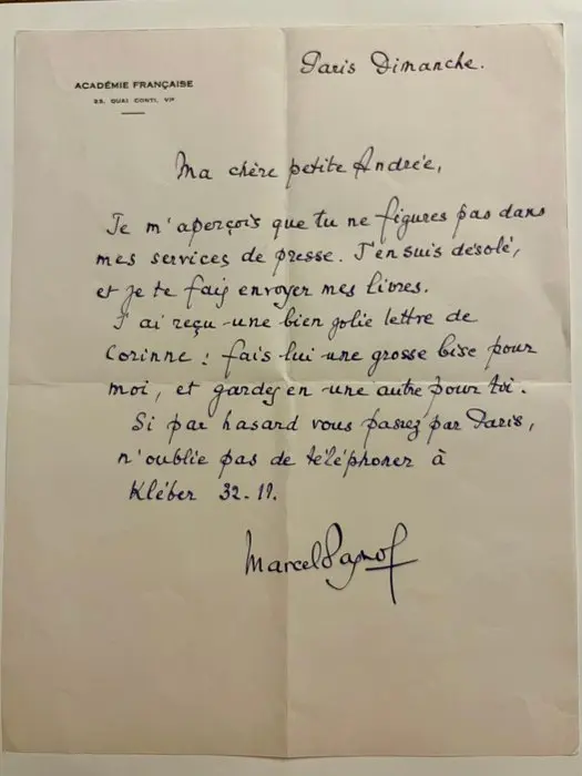 Marcel Pagnol - Lettre autographe signée - 1962