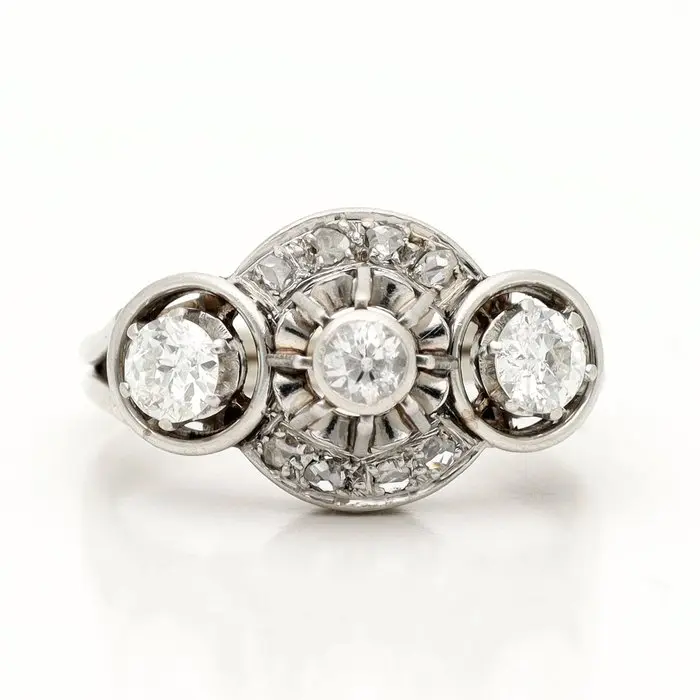 Ring - 18 kt. White gold Diamond (Natural) - Diamond