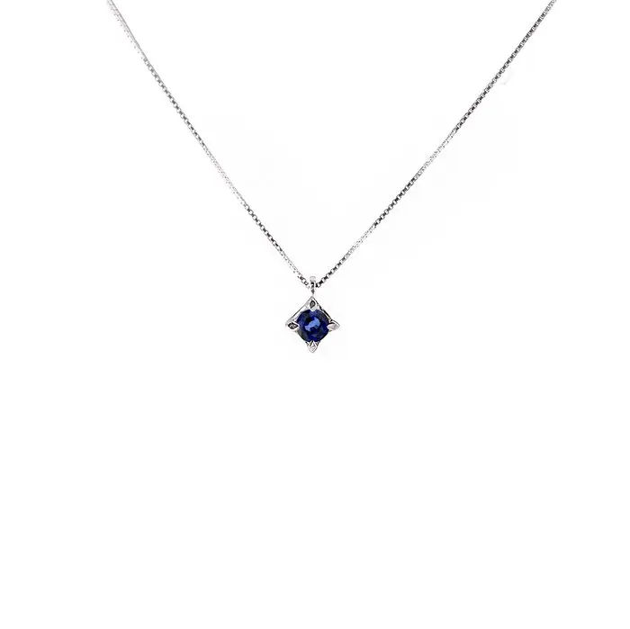 No reserve price - Necklace with pendant - 18 kt. White gold Sapphire