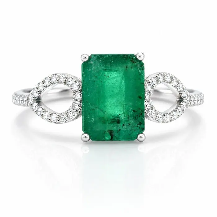 No reserve price - Ring Platinum - 1.95ct. tw. Emerald - Diamond