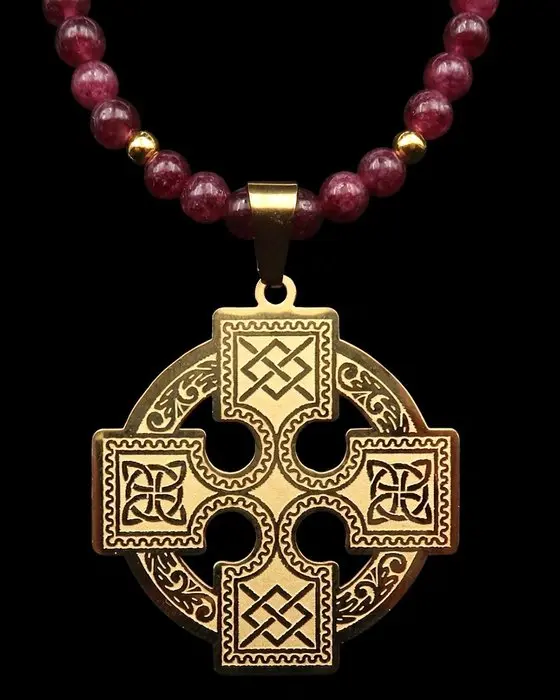 Celtic Cross of the High Kings in Garnet – Druidic Shield...
