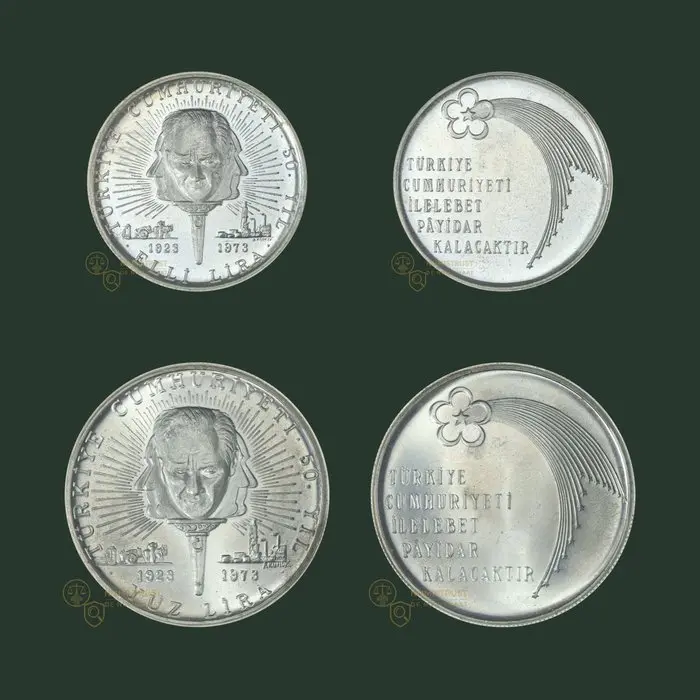 Türkiye. 50 & 100 Lira 1973 "50e verjaardag van de...