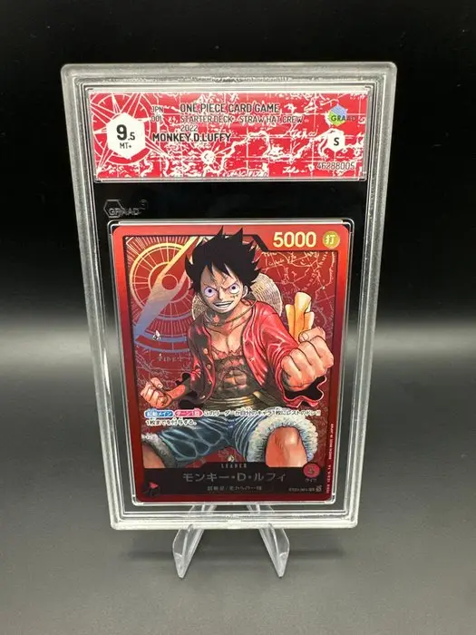 One Piece - 1 Graded card - Monkey D. Luffy ST01-001 Foil, Full art - Graad 9.5