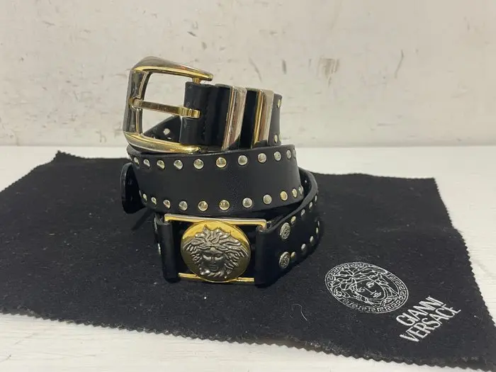 Gianni Versace - Iconic Belt Medusa con Borchie - Leather Vintage Belt - Belt