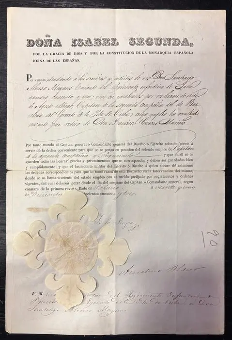 Spain - Army/Infantry - Document - Isabel II - Reina de...