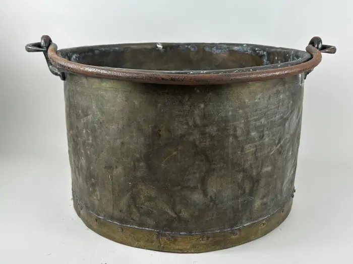 Basket - Copper, Metal - A large log basket