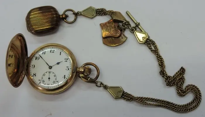 Illinois - Orologio da tasca funzionante con catena e...