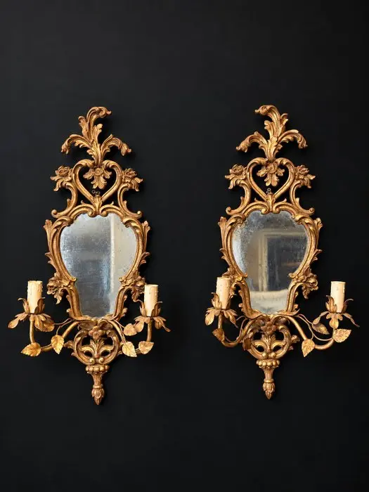 Wall sconce - Gilt wood, Wrought iron - Girandole mirrors - Venetian