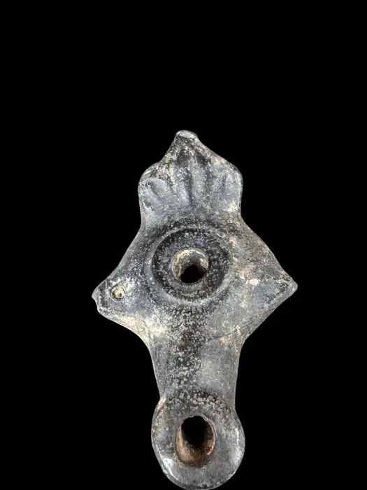 Ancient Greek Terracotta Oil Lamp. Spanish Export License. - 2 cm