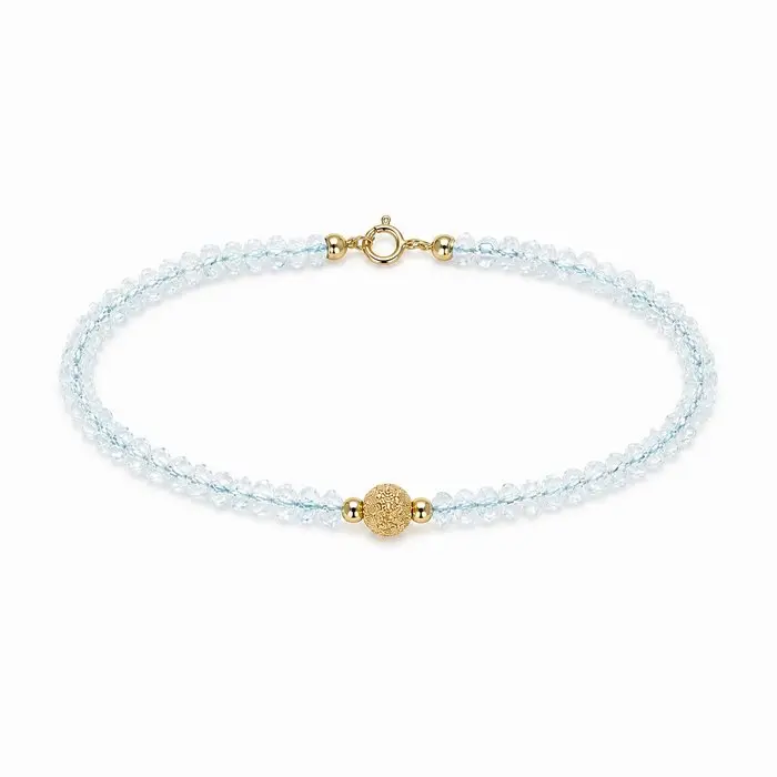 No reserve price - Bracelet - 18 kt. Yellow gold Aquamarine
