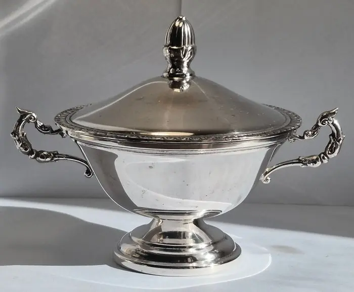 Vintage Italian 800 Silver Sugar Bowl - Lecco (15 LO)