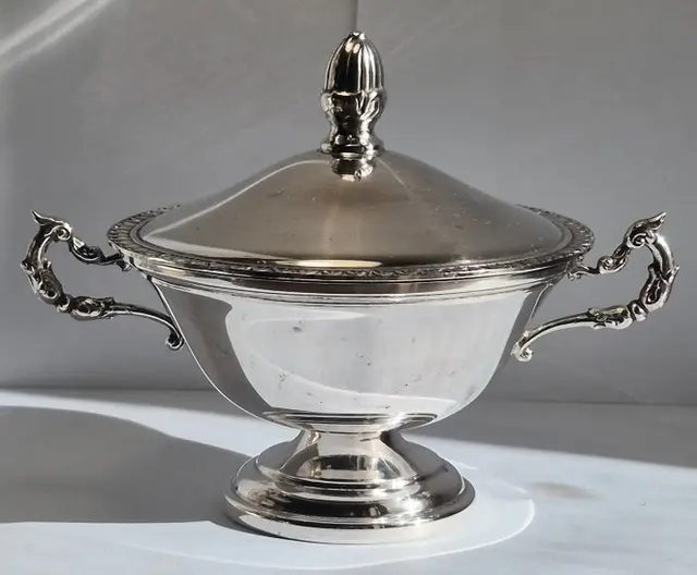 Vintage Italian 800 Silver Sugar Bowl - Lecco (15 LO)