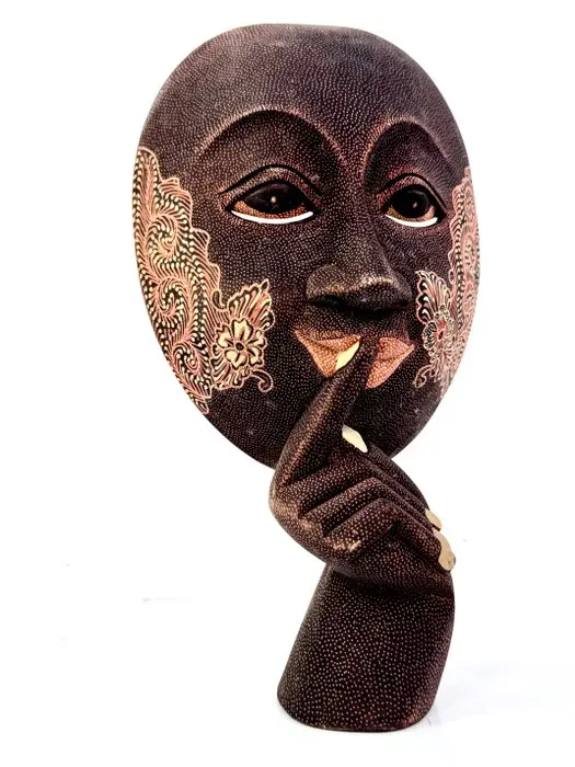 Sculpture, Silenzio sorridente - 24 cm - Wood - 2000