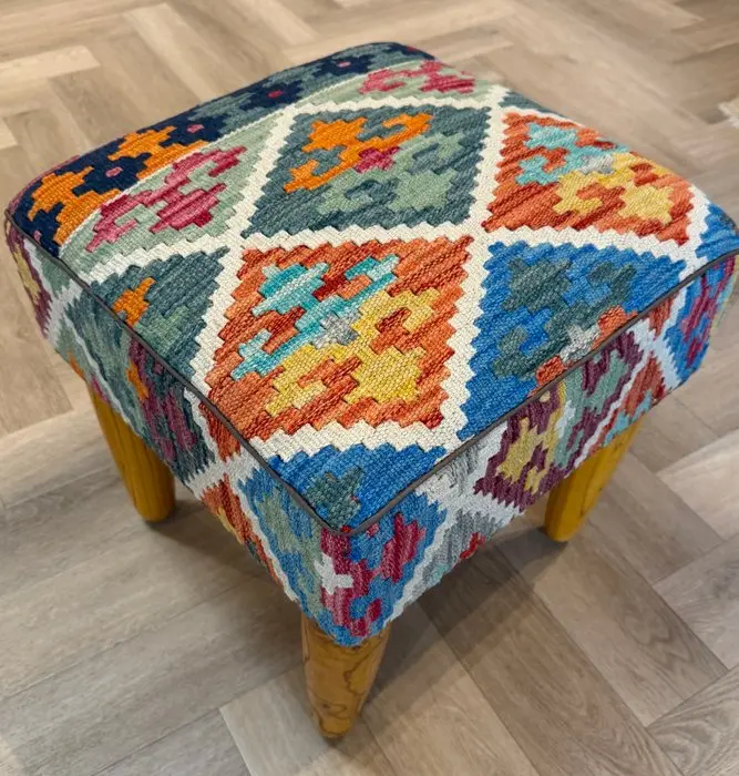 Pouf - Kelim Pouf - (unused) - Kelim handwoven - wool - Kelim - 45 cm - 45 cm