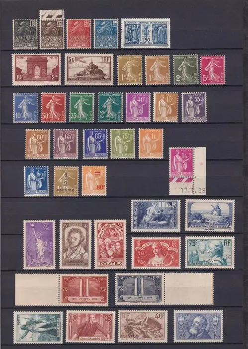 France 1929/1936 - No hinge, €650, superb collection - Yvert n°258 à 319