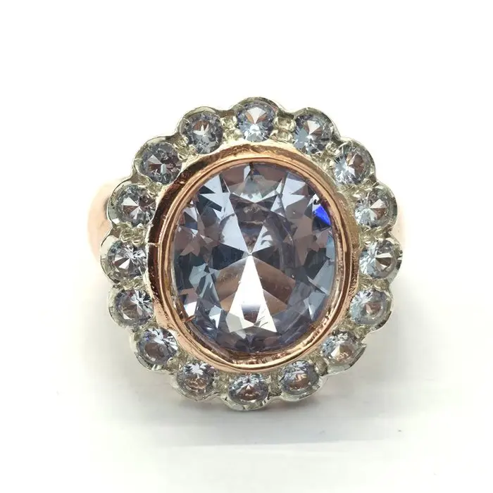 No reserve price - Ring - 9 kt. Rose gold, Silver Spinel - Spinel