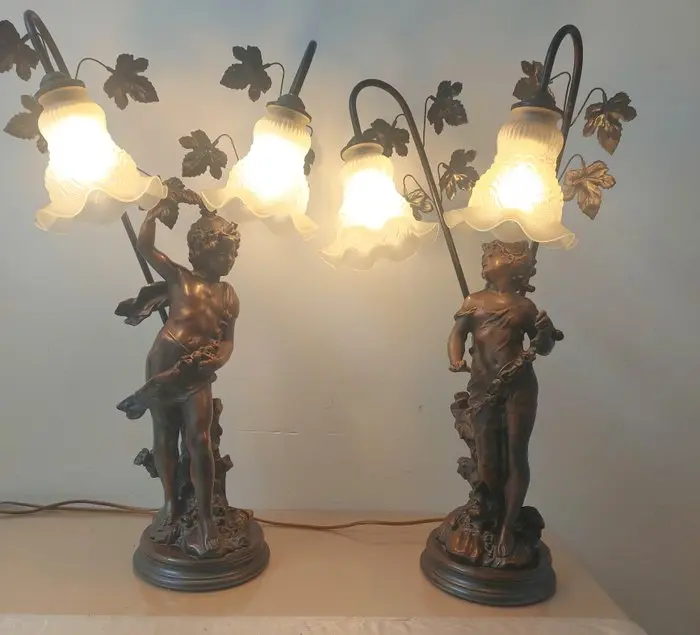 Table lamp (2) - Cold cast composite - Yong lovers pendant set