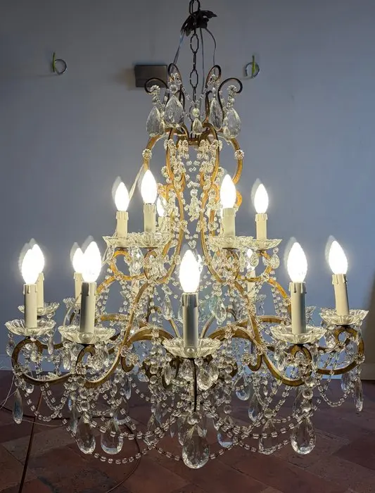 Chandelier - Wrought iron, Crystal - Monumental - 18 lights