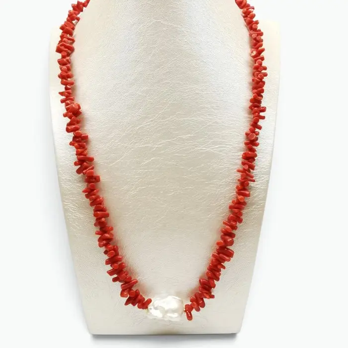 Coral - Sterling Silver 925 - Necklace - Italian Craftsmanship