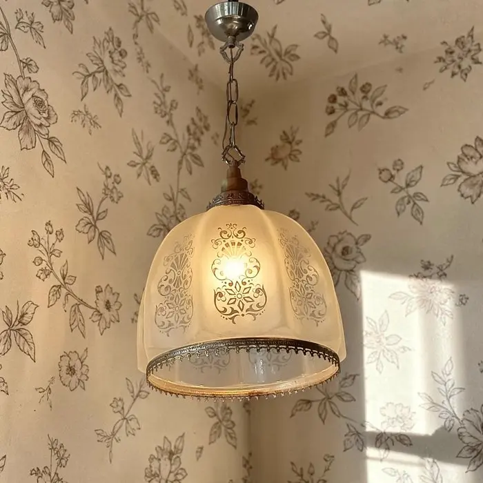 Hanging lamp - metal , crystal