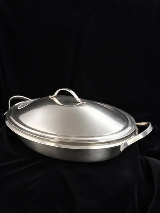 Serving dish - 346 N - Silverplated, Glass - Lidded Serving Dish