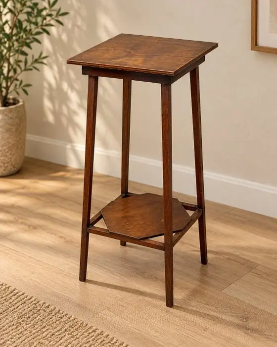 Elegante houten plantentafel – vierkant bovenblad en...