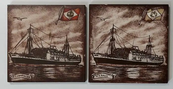 Tile (2) - Dutch East Indies - Sphinx Maastricht - 1940-1950 - KPM M.S