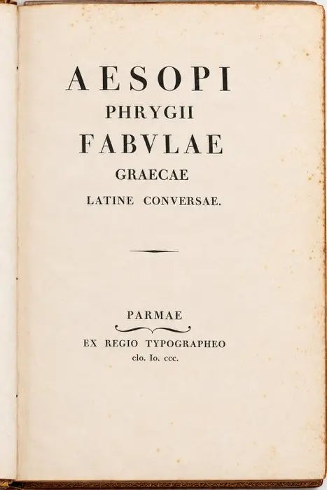 Bodoni / Esopo - Fabulae Graecae - 1800