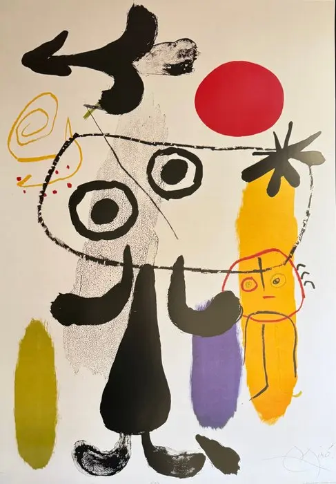 Joan Miro (1893-1983) - "Figure against red sun II