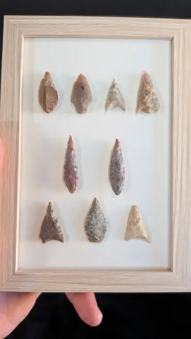 Neolithic Flint collection of arrowhead points and...
