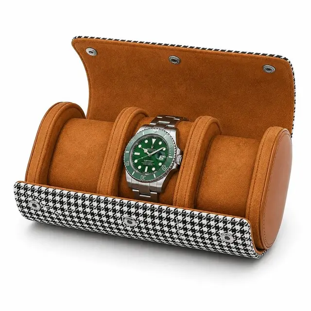 Luxury Pepita Watch Roll – Houndstooth Pattern – Travel...