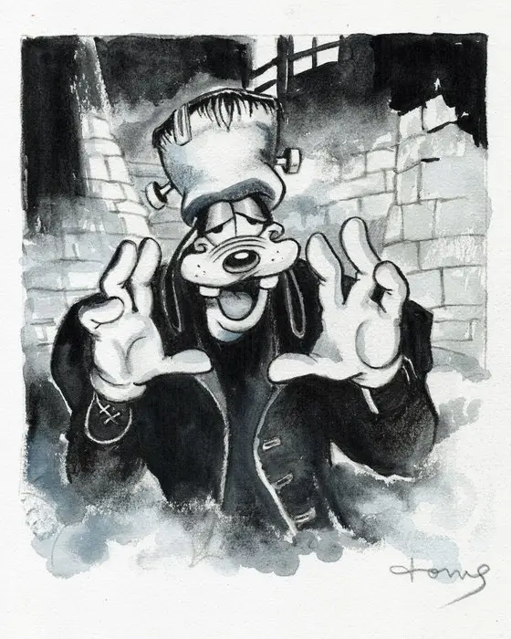 Tony Fernandez - Goofy Inspired by Frankenstein - Hand Signed Original Artwork