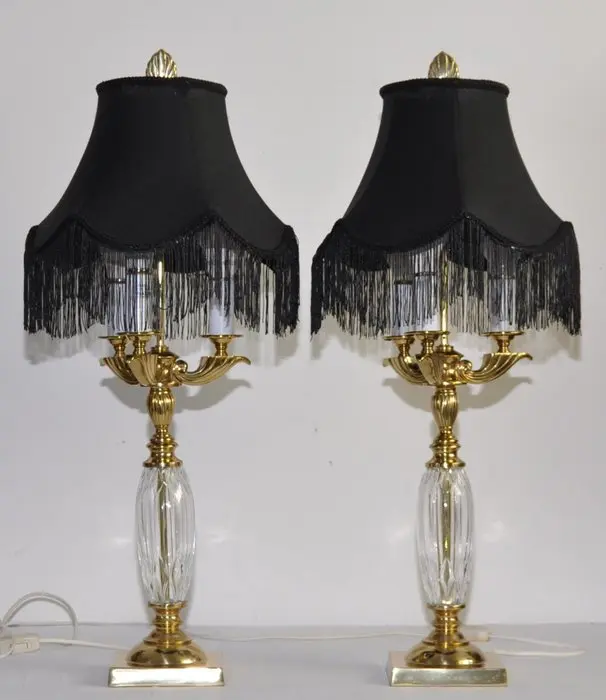 Table lamp (2) - Brass, Crystal