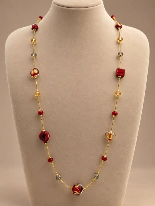 24 kt. - Murano glass, Yellow gold - Necklace - submerged gold leaf
