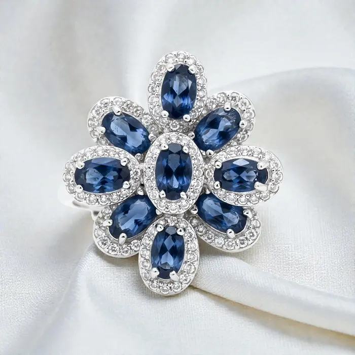 No reserve price - Ring Gold-plated Sapphire - Topaz - 18kt Gold Plated