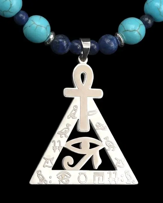 Lapis lazuli - Ankh Cross - Eye of Horus - Shield against...