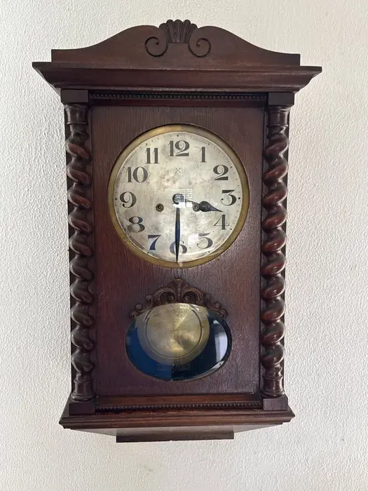 Wall clock - Antique Wood, Glass - 1910-1920