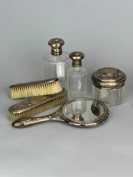 Dressing table set (6) - .800 silver - Neo-Rococo style