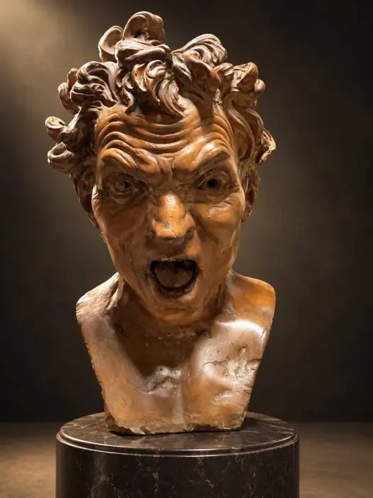 Sculpture, Busto Anima dannata - 43 cm - Earthenware